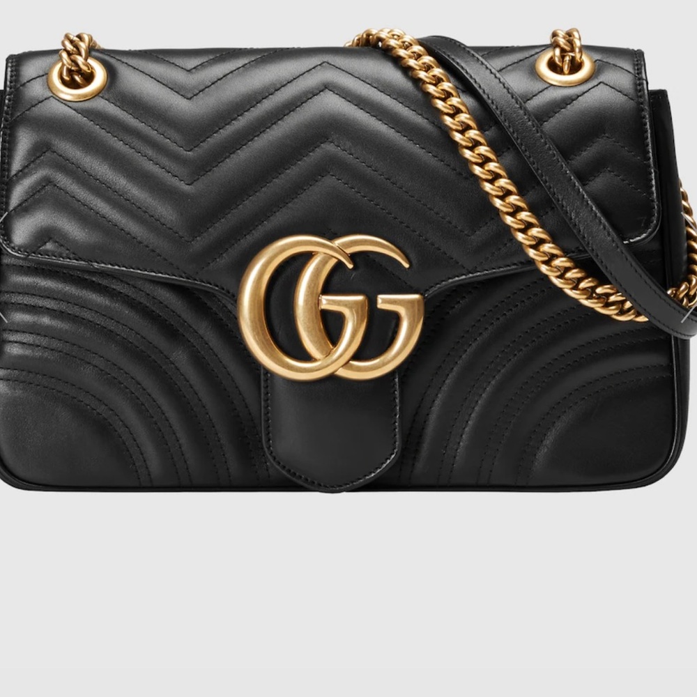 Gucci GG Marmont Leather handbag brand new with tags black leather medium size